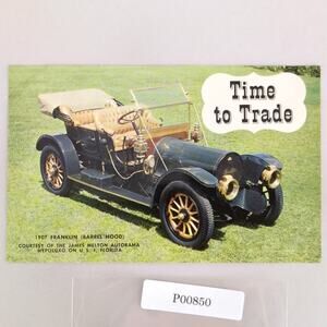 1907 Franklin Barrel Hood Automobile Car Newark NJ Bank Advertising Postcard